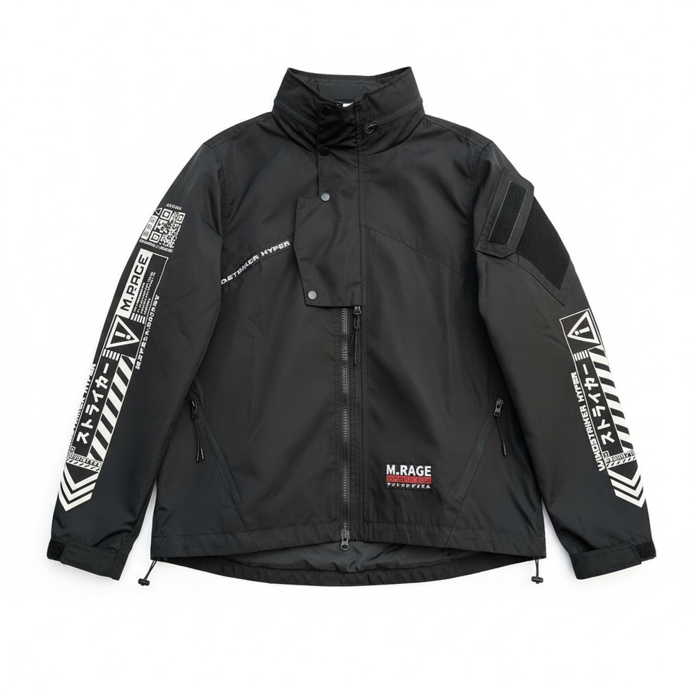 NWT M.RAGE Astral Systems Black Techwear Jacket Graphic Streetwear -M-